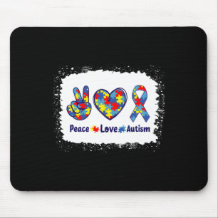 Peace Love Autism In April We Wear Blue For Autism Mouse Pad