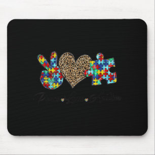 Peace Love Autism In April We Wear Blue For Autism Mouse Pad