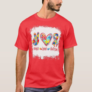 Peace Love Autism In April We Wear Blue For Autism T-Shirt