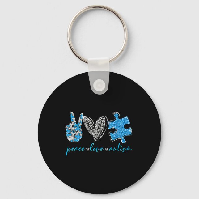 Peace Love Autism  Key Ring (Front)