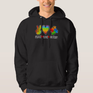 Peace Love Autism Poppin Autism Awareness Month Fi Hoodie