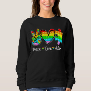 Peace Love Autism Poppin Autism Awareness Month Fi Sweatshirt