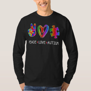 Peace Love Autism Poppin Autism Awareness Month Fi T-Shirt