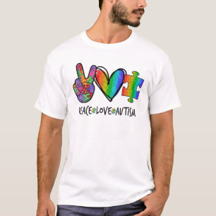 Peace Love Autism Puzzle Autism Month Awareness T-Shirt