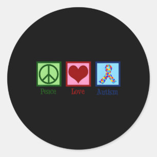 Peace Love Autism Puzzle Awareness Autistic Men Wo Classic Round Sticker