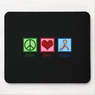 Peace Love Autism Puzzle Awareness Autistic Men Wo Mouse Pad