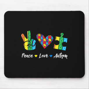 Peace Love Autism Puzzle Awareness Autistic Men Wo Mouse Pad