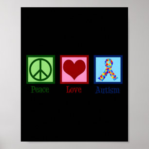 Peace Love Autism Puzzle Awareness Autistic Men Wo Poster