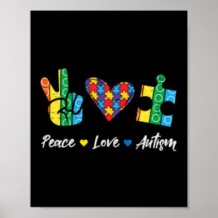 Peace Love Autism Puzzle Awareness Autistic Men Wo Poster