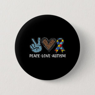 Peace Love Autism Puzzle Pieces Ribbon Autism Awar 6 Cm Round Badge