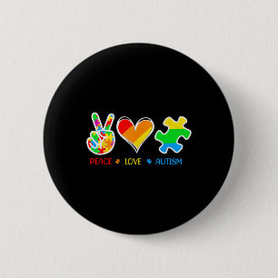 Peace Love Autism Puzzle Pieces Ribbon Autism Awar 6 Cm Round Badge