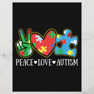 Peace Love Autism Puzzle Ribbon Autism Awareness Flyer