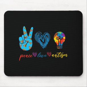 Peace Love Autism Puzzle Ribbon Autism Awareness P Mouse Pad