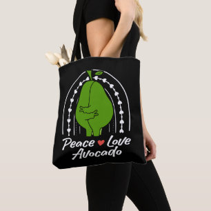 Peace Love Avocado Funny Retro Avocado Fruit Lover Tote Bag