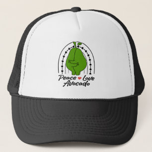 Peace Love Avocado Funny Retro Avocado Fruit Lover Trucker Hat