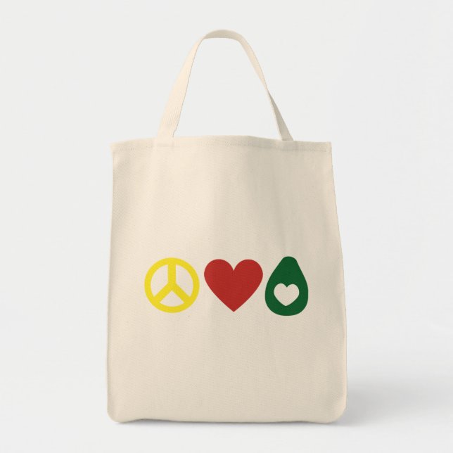 Peace, Love Avocado Tote Bag (Front)