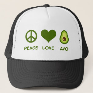 Peace Love Avocado Trucker Hat