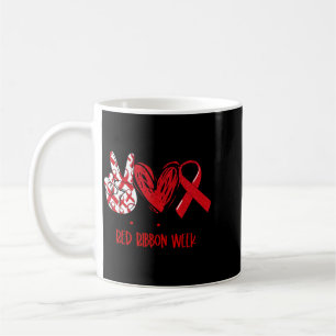 Peace Love Awareness Red Ribbon Week Drug Free Coffee Mug