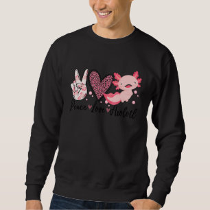 Peace Love Axolotl Heart Leopard Kids Girls Teena Sweatshirt