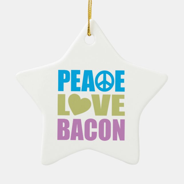Peace Love Bacon Ceramic Tree Decoration (Front)