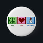 Peace Love Badminton 6 Cm Round Badge<br><div class="desc">A peace sign,  heart,  and the badminton shuttlecock decorate this cute badminton player gift. Peace Love Badminton.</div>