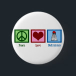 Peace Love Badminton 6 Cm Round Badge<br><div class="desc">A peace sign,  heart,  and the badminton shuttlecock decorate this cute badminton player gift. Peace Love Badminton.</div>