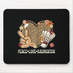 Peace Love Badminton Lover Leopard Print Girl Cute Mouse Pad
