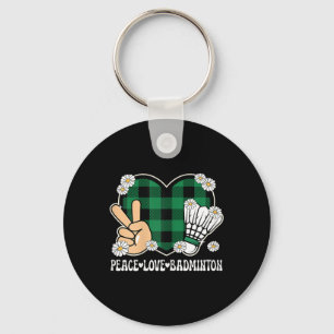 Peace Love Badminton Lover Outfit Women Girls Kids Key Ring