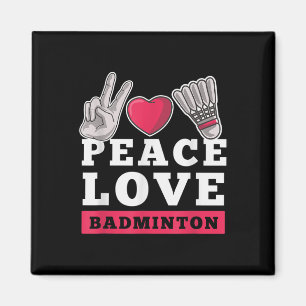 Peace Love Badminton Player Heart Shuttle Sport Pl Magnet