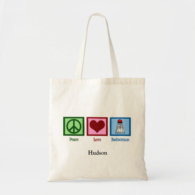 Peace Love Badminton Player Personalised Tote Bag (Front)