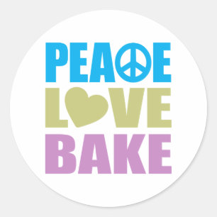 Peace Love Bake Classic Round Sticker