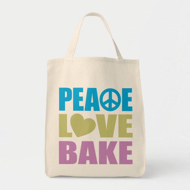 Peace Love Bake Tote Bag (Front)