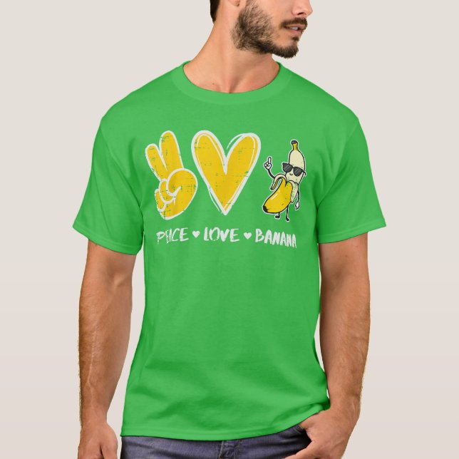 Peace Love Banana Funny Fruit Food Vegan Women Men T-Shirt (Front)