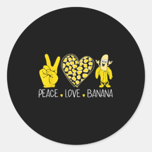 Peace Love Banana Humour Fruit Lover Funny Love Ba Classic Round Sticker