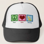 Peace Love Bananas Trucker Hat<br><div class="desc">I love eating fruit,  especially yummy yellow bananas.</div>