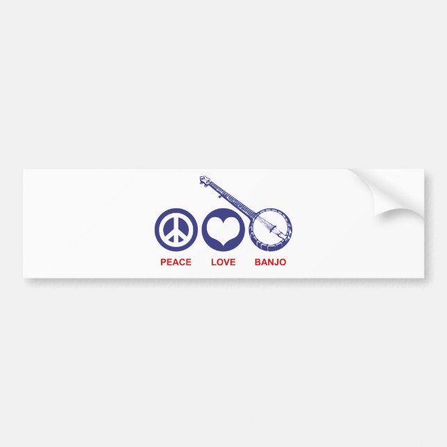 Peace Love Banjo Bumper Sticker (Front)
