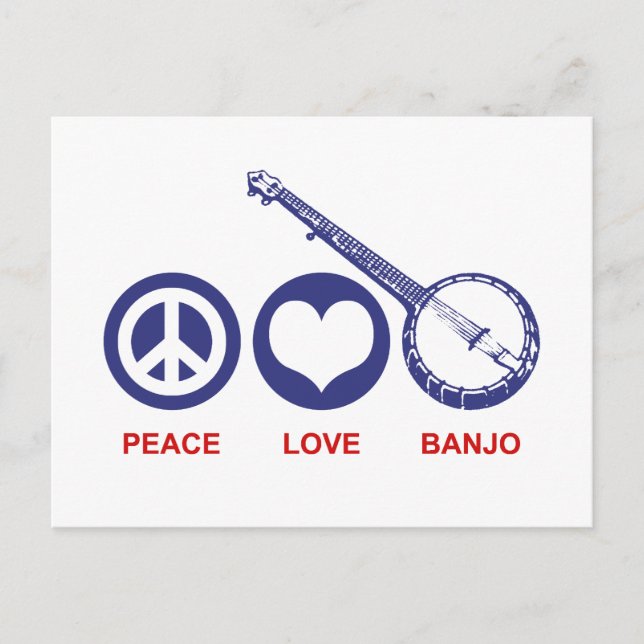 Peace Love Banjo Postcard (Front)
