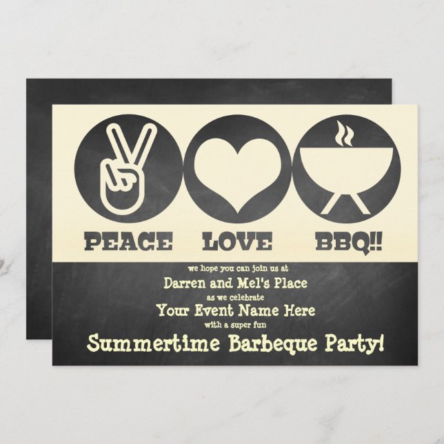 Peace Love Barbeque Invitation (Front/Back)