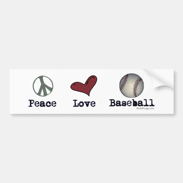 Peace Love Baseball Bumper Sticker (Front)