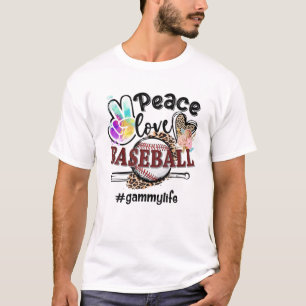 Peace Love Baseball Gammy Life Mom Grandma Leopard T-Shirt