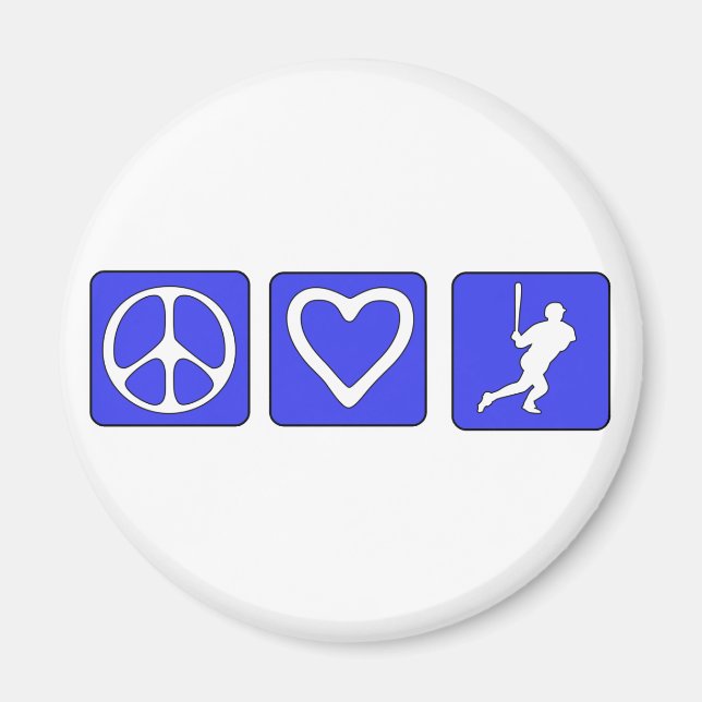 Peace Love Baseball Magnet (Front)