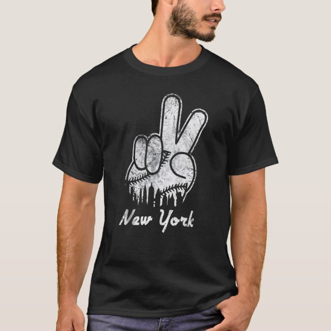 Peace Love Baseball New York Ny Skyline Apparel  1 T-Shirt (Front)