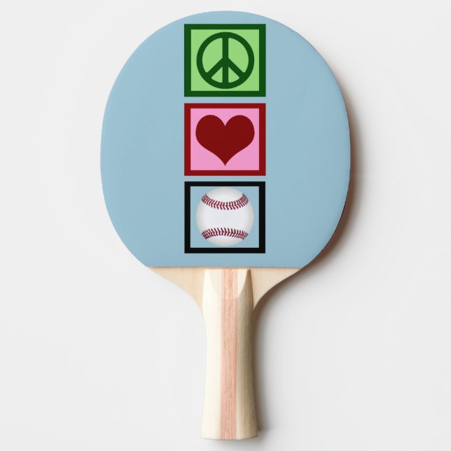 Peace Love Baseball Ping Pong Paddle (Front)