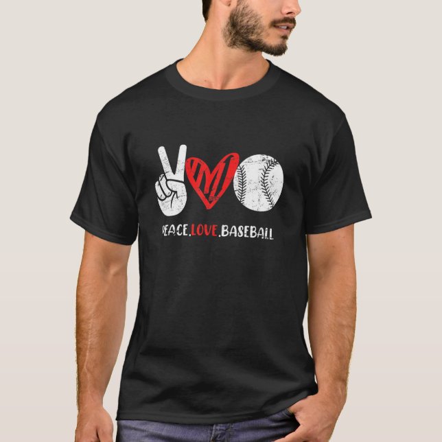 Peace Love Baseball T-Shirt (Front)