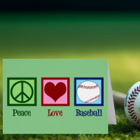 Peace Love Baseball Team Green Christmas Card
