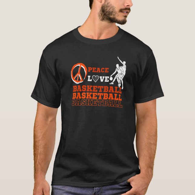 Peace Love Basketball  Basketball Fans Kids Boys M T-Shirt (Front)