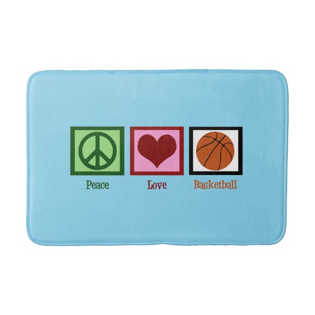 Peace Love Basketball Bath Mat (Front)