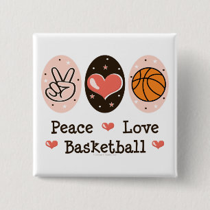 Peace Love Basketball Button