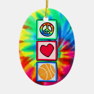 Peace, Love, Basketball Ceramic Ornament