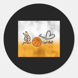 Peace Love Basketball  Classic Round Sticker